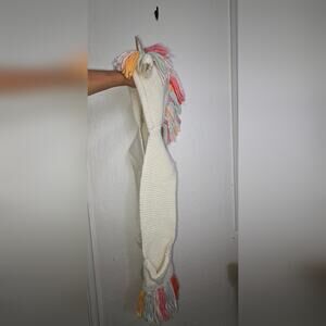 Cat & Jack Girls Kids Unicorn Hood Scarf Pockets rainbow knit